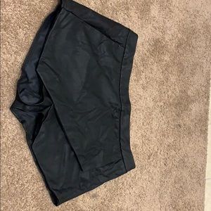 Asymmetrical faux leather skort